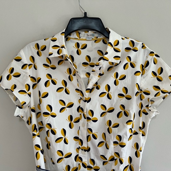 Boden Sophia Shirt Dress in Saffron Yellow Regatta Leaf, size US8R - Picture 9 of 9